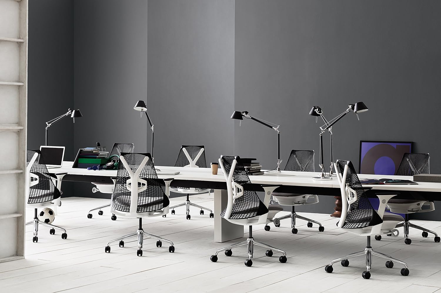 Herman Miller Sayl Ergonomic Office Chair with Tilt Limiter and Carpet Casters | Adjustable Seat Angle/Depth, Lumbar Support, and Arms | Black Frame with Black Rhythm Seat: Kitchen & Dining