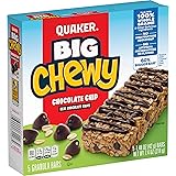 Quaker Big Chewy Granola Bars, 60% Larger, Chocolate Chip, (5 Pack)