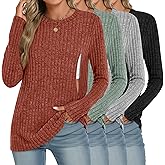 Velvelhall 4 Pack Women Nursing Shirts Breastfeeding Long Sleeve Tops Thermal Sweaters with Hidden Zipper Ribbed Maternity