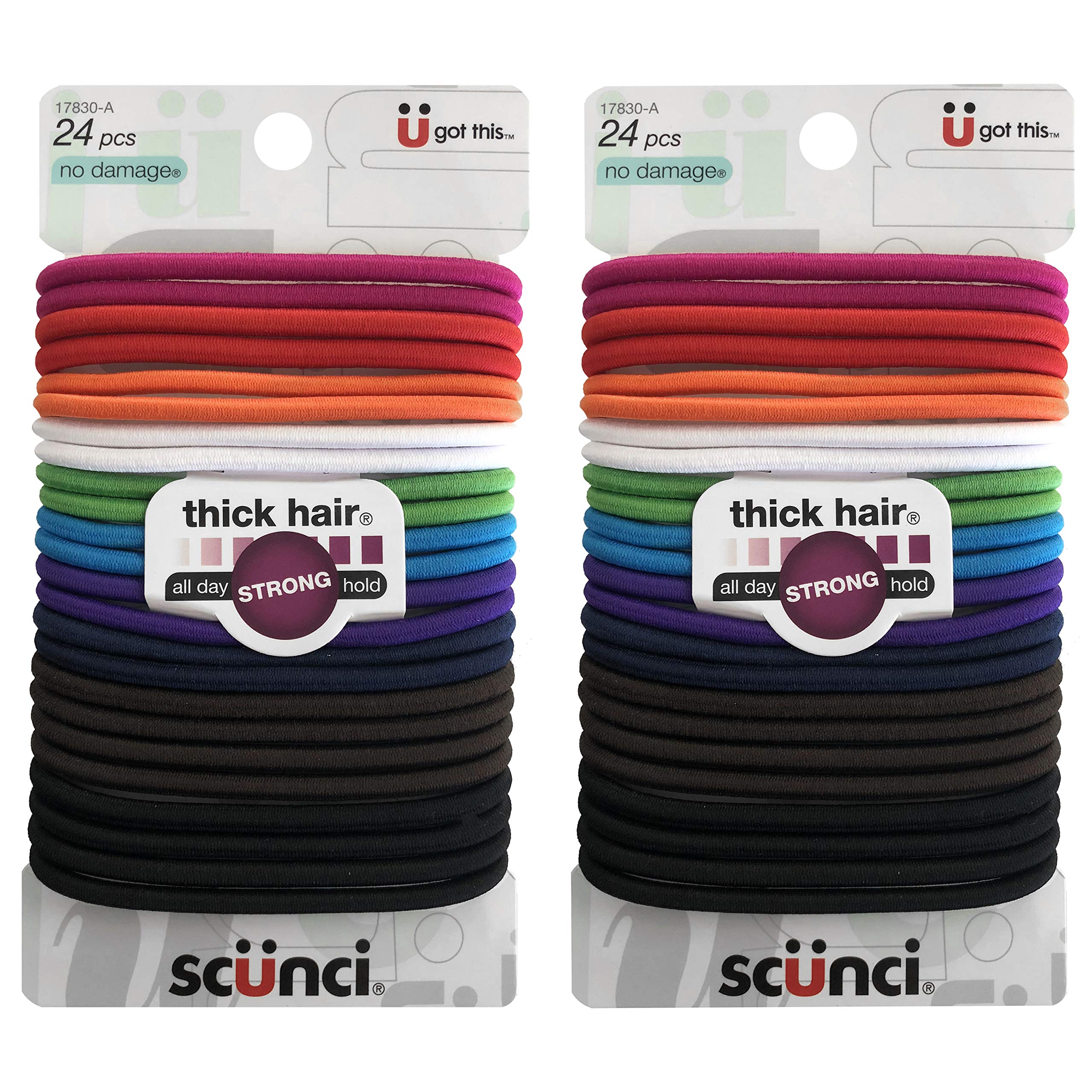 Scunci Effortless Beauty Thick Hair Nodamage Bright Elastics, 5Mm, 24