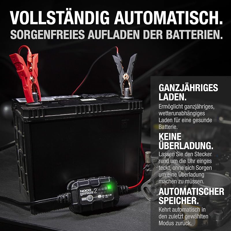 GENIUS2 2A 6V/12V Autobatterie-Ladegerät & Erhaltungsladegerät