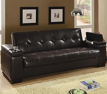 Amazon Com San Diego Faux Leather Convertible Sofa In Brown