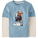 Gymboree Boys and Toddler Embroidered Graphic Long Sleeve Layered T-Shirts