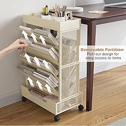 COVAODQ Book Cart with Wheels Mobile Bookshelf