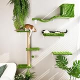 FUKUMARU Cat Wall Furniture Set 4 in 1 Green 16 Inch Drywall Compatible view 2
