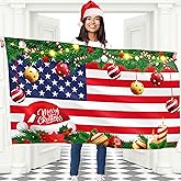 Christmas Flag 3x5 ft with eyelets - Christmas Banner - American Flag - USA Flags for outside 3x5 - Vivid Digital Print - 110Den Thick polyester - Double Seam