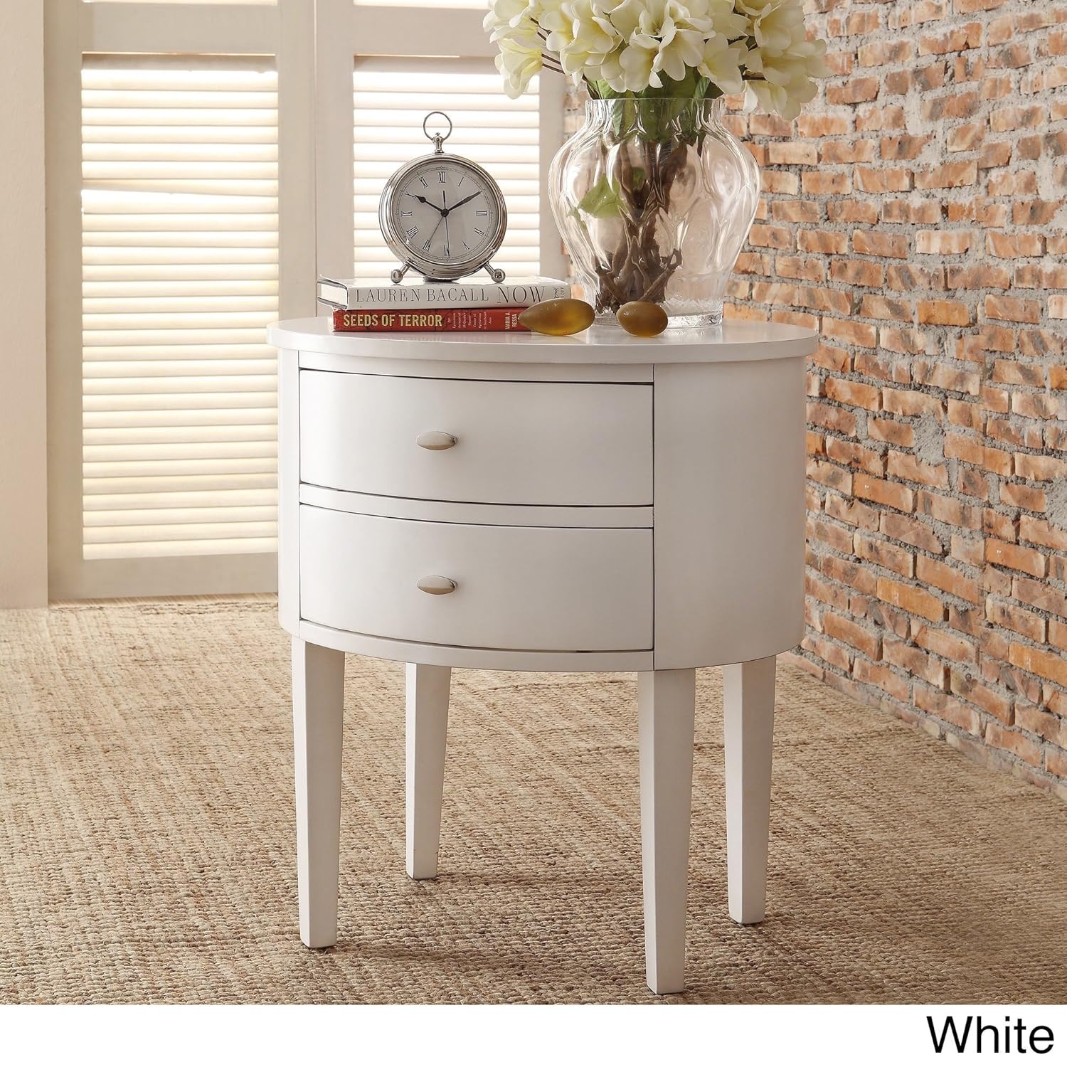 Amazon Com 2 Drawer Oval Accent Table Sturdy Poplar Wood