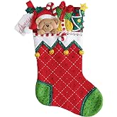 Bucilla 86815 Felt Applique Christmas Stocking Kit, 18", Holiday Teddy Stocking