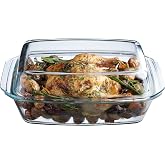 Simax Large Glass Casserole Dish, Oven Safe Cookware With Lid, Oblong Covered Glass Dish For Baking, Serving, Cooking, Microwave and Dishwasher Safe Bakeware, 3 Quart Capacity