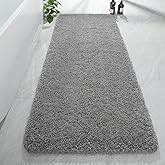 AROGAN 24x60 Inch Long Bathroom Runner Rug, Luxury Thick Soft and Absorbent Microfiber Non Slip Bath Mat, Rubber Backing Quick Dry Rugs Carpets, Machine Washable Plush Mats for Shower Floor, Grey