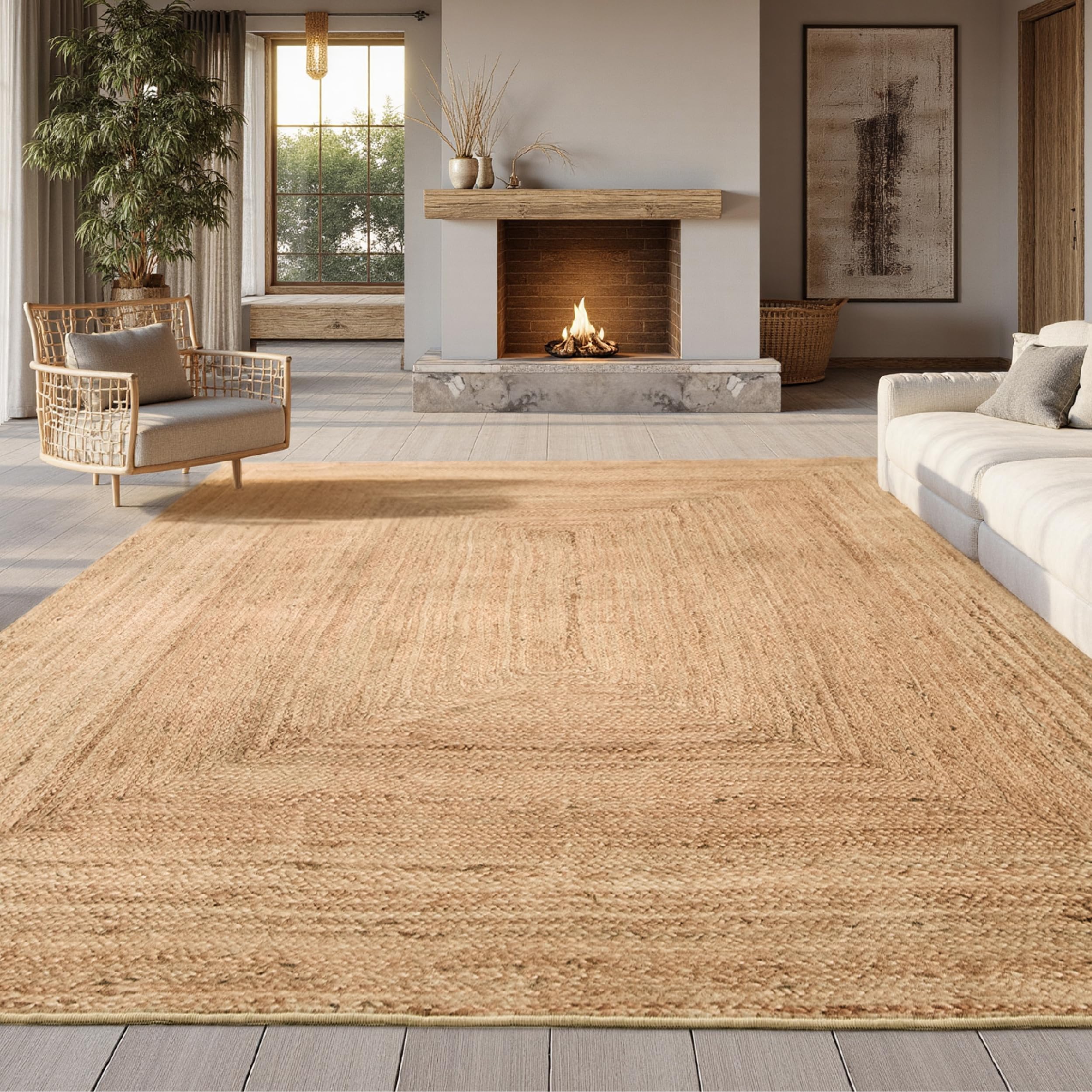 Photo 1 of *USED*
Bedsure 5x7 Printed Jute-Look Rug for Living Room, Machine Washable Rugs, Jute-Look Rug, Non-Slip Backing, Non-Shedding
