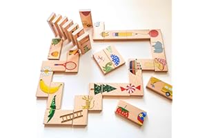 Wooden Animal Dominoes C Montessori Matching Game for Toddlers Ages 3 and Up | Educational Sorting and Counting Toy | Solid W