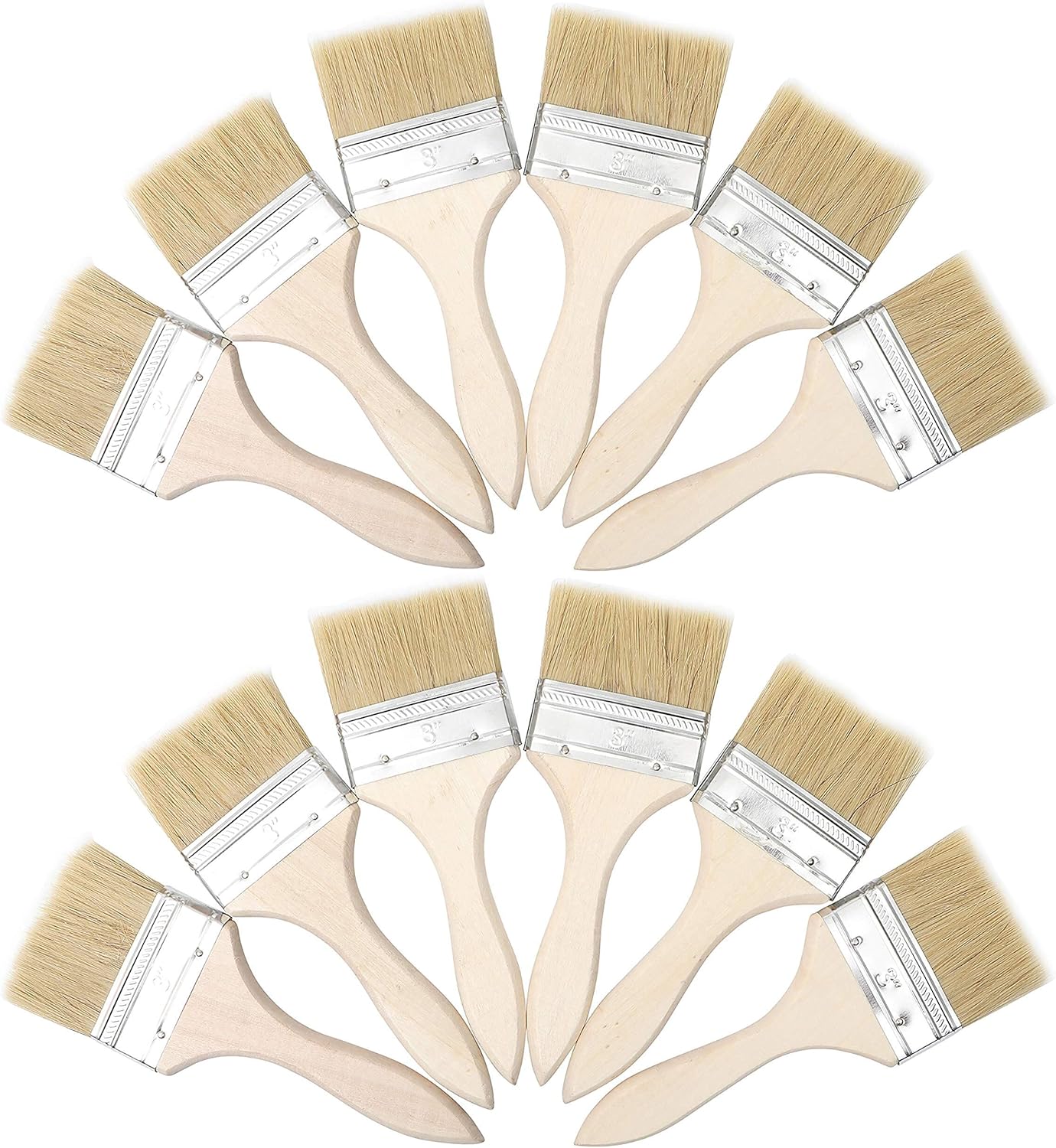 Kurtzy 12 Pack of Paint Brushes, Brush Head 76.2mm (3 inches) & Overall Brush Size 20cm (7.87 inches)