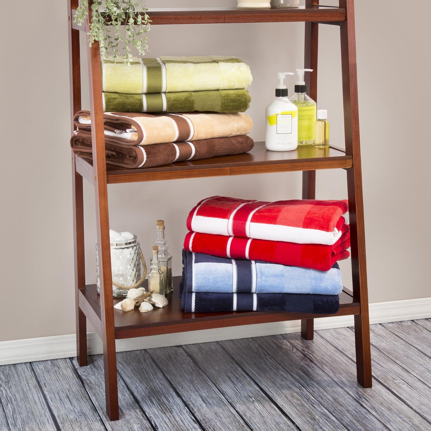 Lavish Home 100% Cotton Oakville Velour 6 Piece Towel Set-Chocolate: Home & Kitchen