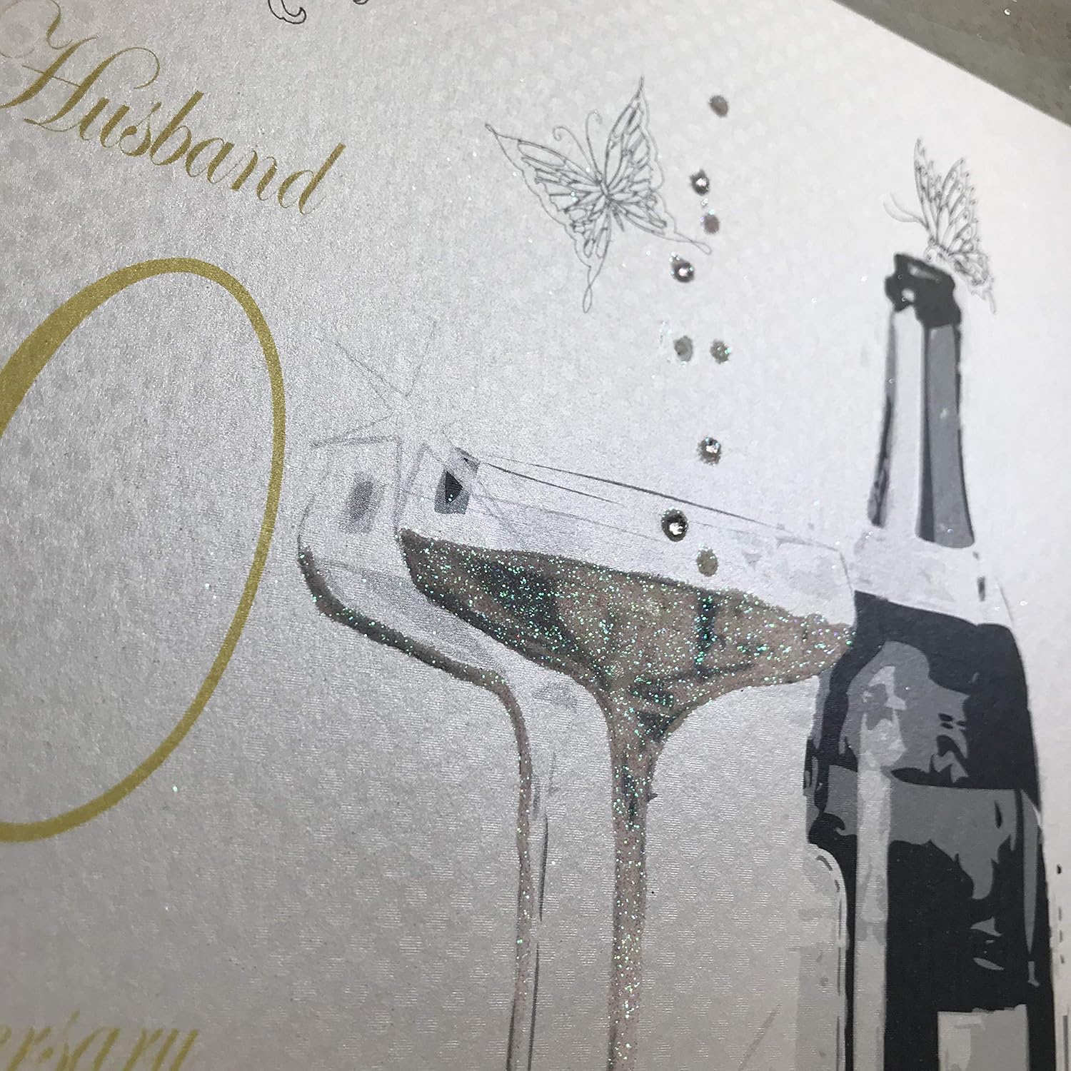 white cotton cards Large to My Husband Golden Wedding, Handmade 50th Anniversary Card, White, XLBD50H, 22cm x 22cm - Image 4