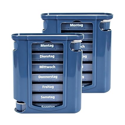 Pillendose 2 x 7 Tage, Pillenbox, Pillenturm, Medikamentenbox, Tablettenbox, Wochendispenser