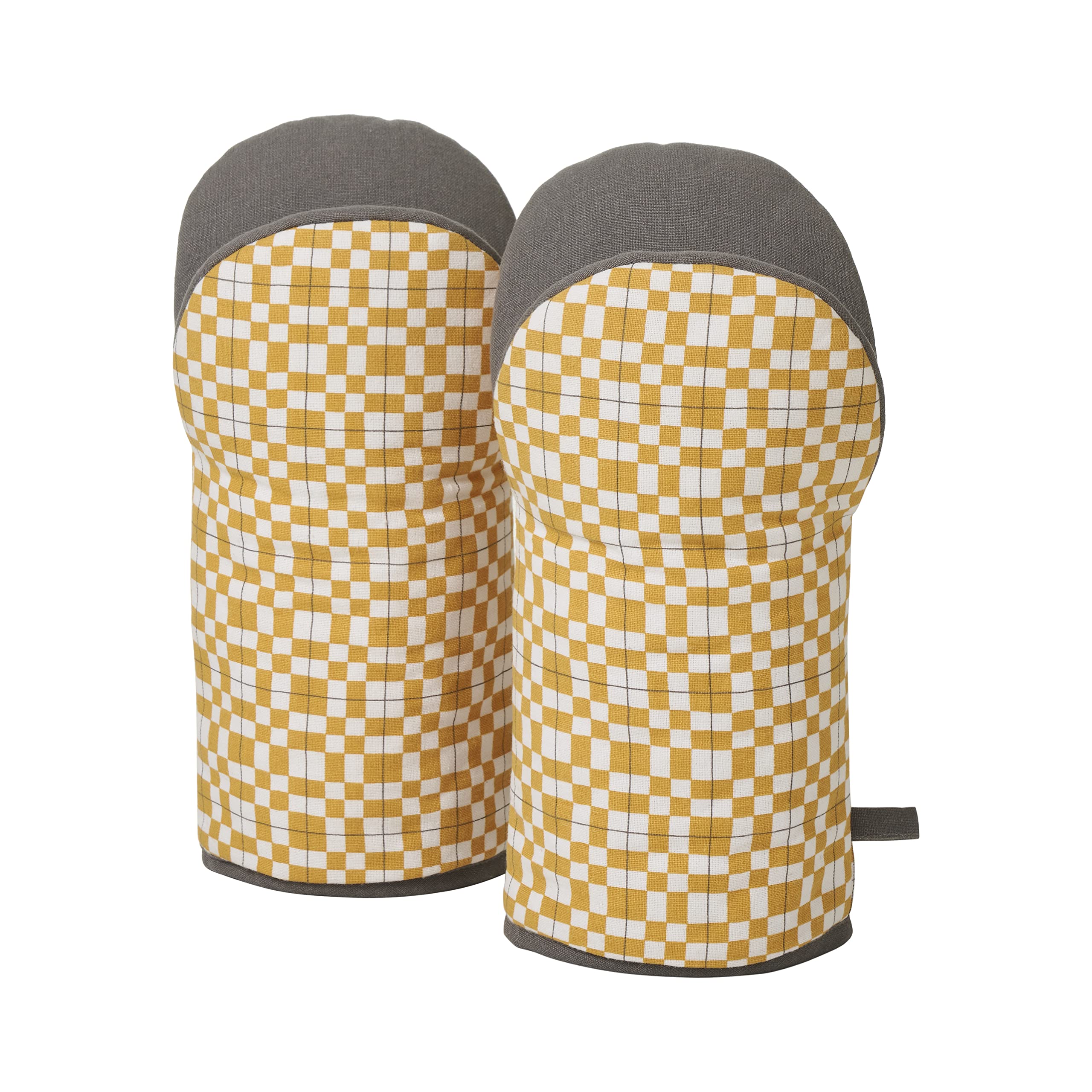 Penguin Home Oven Gloves,Heat Resistant, Eco Friendly & Sustainable,Frog shaped Oven Mitts,Cotton with 100% polyester filling, Cooking Baking Grilling BBQ,Size - 18x32cm,Colour - Grey & Ochre