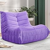 Cansunna Bean Bag Chair Big Sofa Beanbag Chair for Adults Fireside Chair Bean Bag Lounger with Memory Foam Filled for Home,Apartment or Gaming Venue(Purple Teddy)
