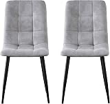 mcc direct Set of 4 Faux Matte Suede Dining Chairs with Metal Legs – Light Grey view 6