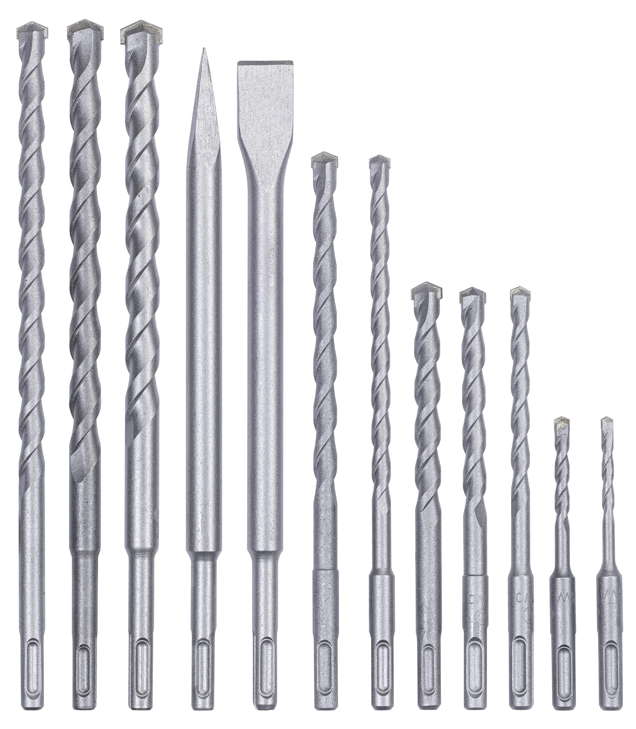 KWB SDS-PLUS HAMMER CHISEL SET - 12-PIECE MASONRY AND CONCRETE DRILL BIT SET IN PLASTIC CASE โ image 1