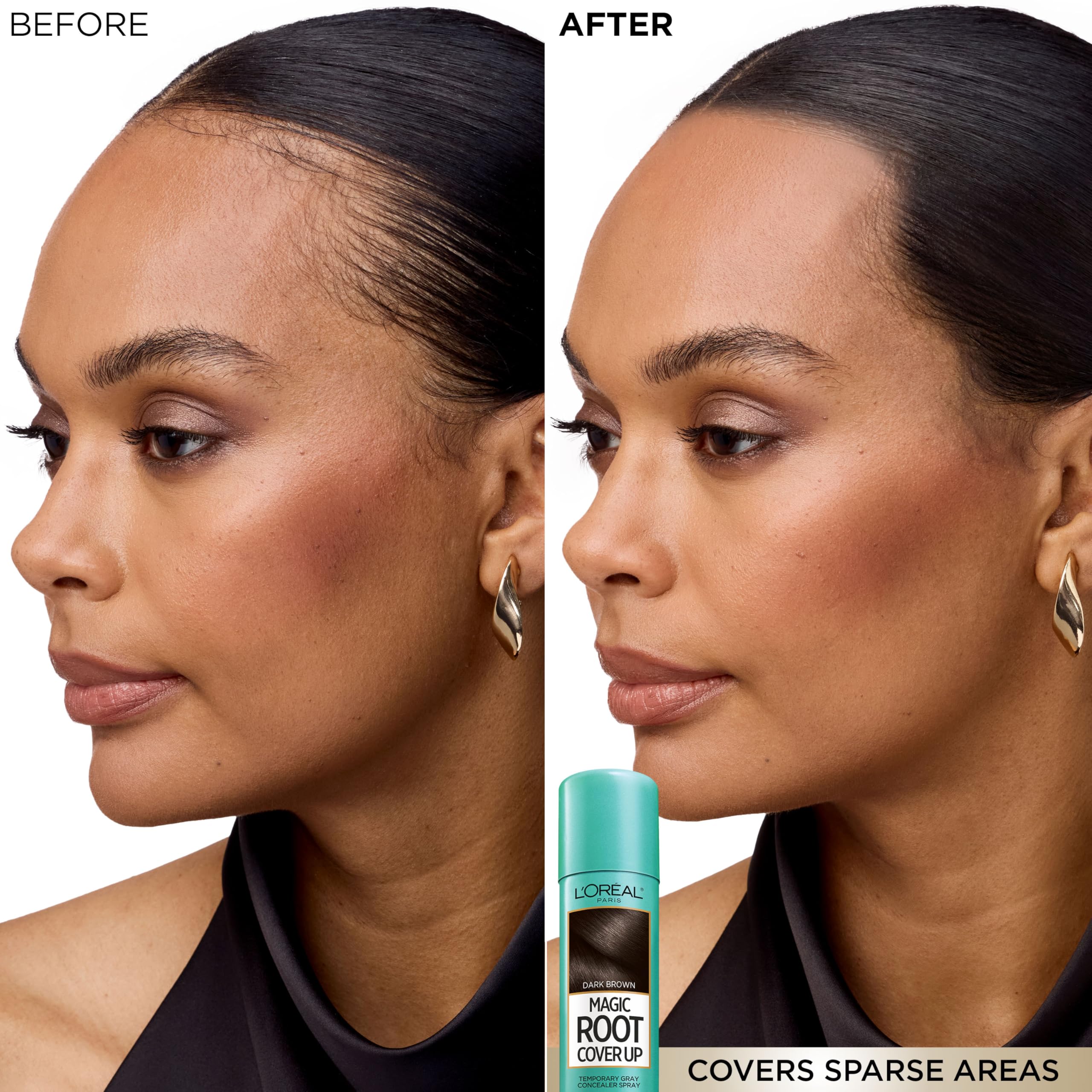 L'Oreal Paris Root Cover Up Temporary Gray Concealer Spray, Hair Color Spray with Filling & Thickening Coverage, Dark Brown, Packaging May Vary