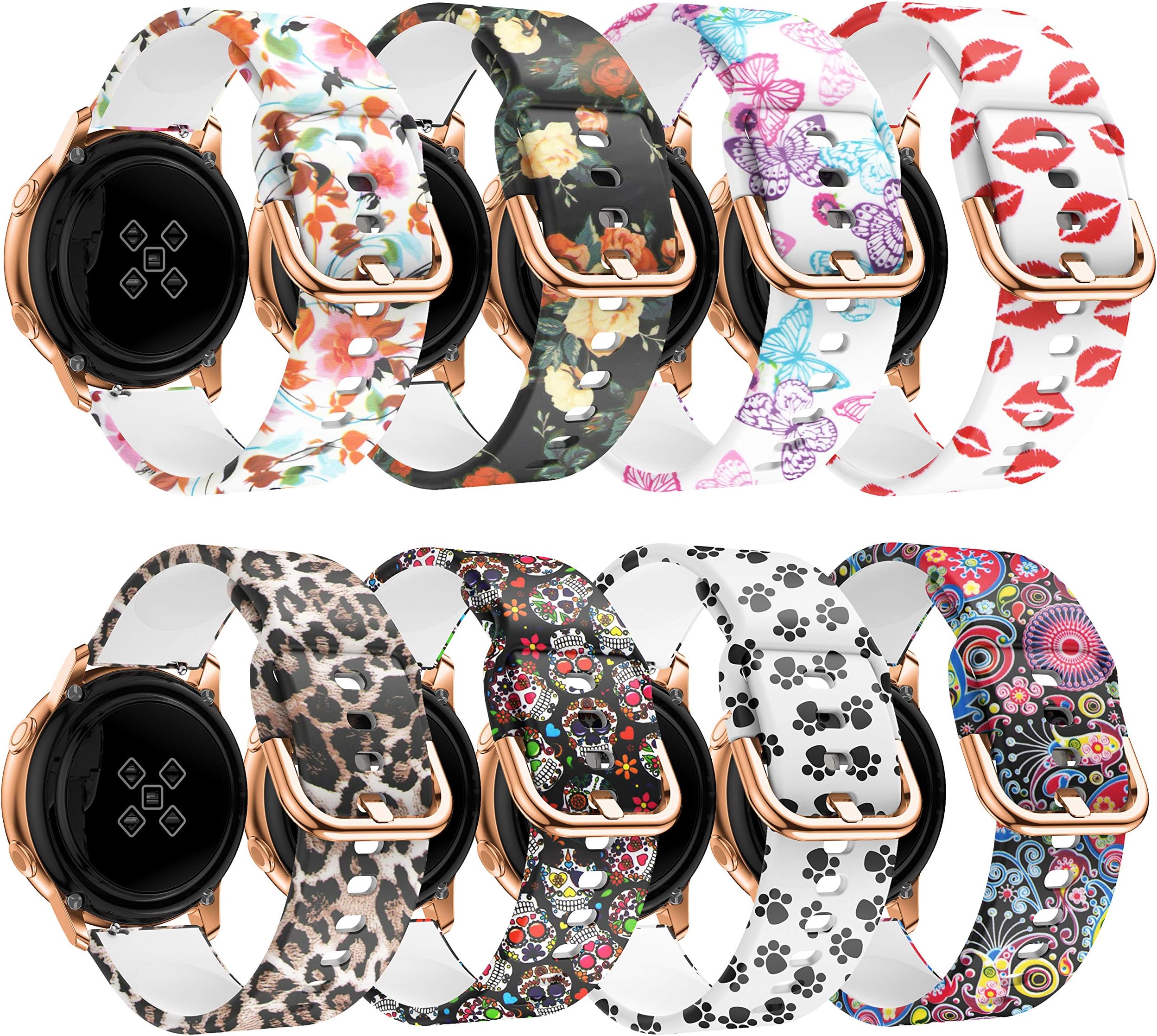 Yayuu Compatible Samsung Galaxy Watch Active/Active2 40mm/44mm Band Strap 20mm Silicone Wristband for Galaxy Watch Active/Galaxy Active 2/Galaxy Watch 42mm/Gear S2 Classic/Gear Sport Smart Watch