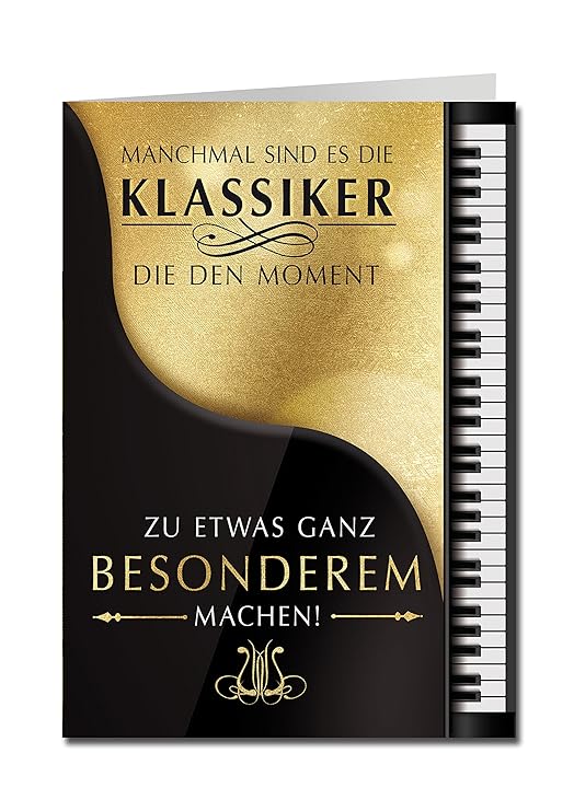 bentino XXL Glückwuschkarte mit Musik'Piano' | Geburtstagskarte mit Sound | Grußkarte mit klassischer Musik | Interaktive Kla