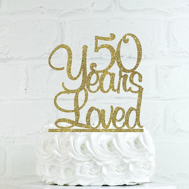 50 Years Loved Glitter Acrylic 50th