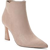 JustFab Womens Chunky Heel Black Fall Boots Ankle Booties Pointed Toe Short Boots - Yesenia (Size 10, PORTABELLA)