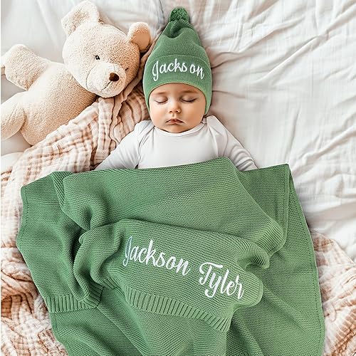 Personalized Baby Blanket, 100% Organic GOTS Certified Cotton