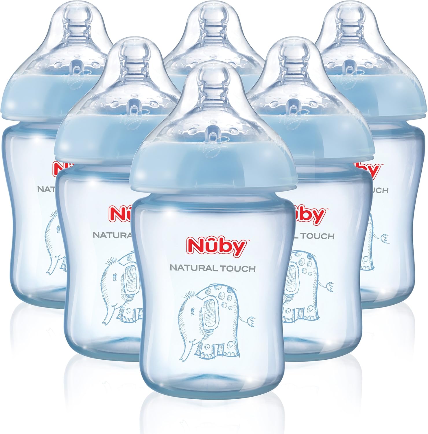 Nûby Nuby Natural Touch Decorated Baby Bottles (6 Pack, Blue) Amazon