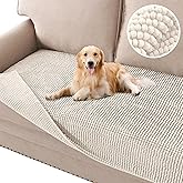 H.VERSAILTEX Plush Chenille Dog Bed Cover Thick Soft Sofa Cover for 3 Cushion Couch Anti Slip Couch Cover Furniture Protector for Dog, Pet, Cat (35" x 74", Ivory)