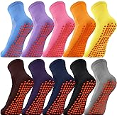 Geyoga 10 Pairs Pilates Socks for Women Non Slip Yoga Slipper Socks with Grips for Men Women Ballet Barre Hospital