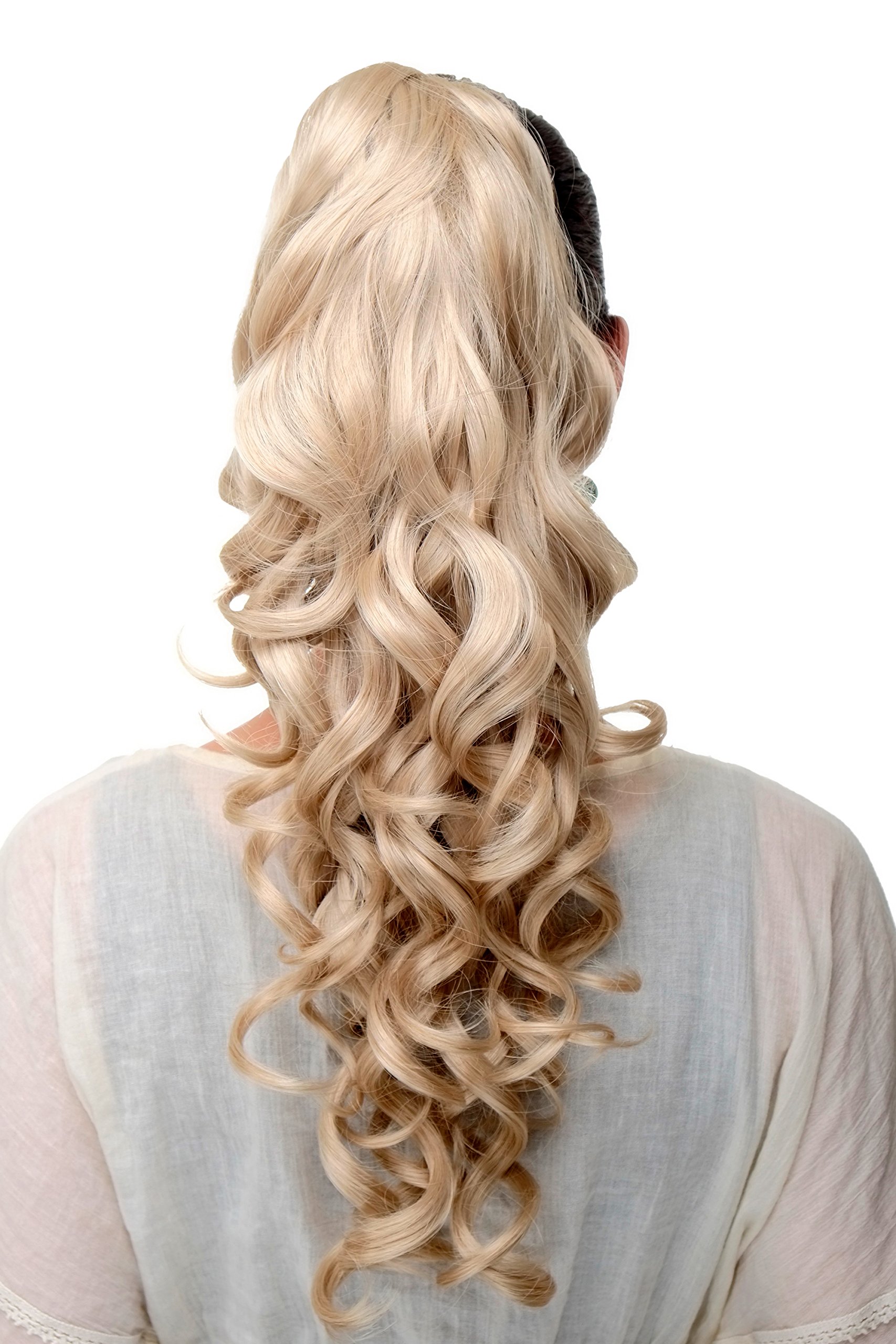 WIG ME UP SA09-202 Hairpiece ponytail extension very long BEAUTIFUL wavy slightly curly curls golden light blond 20inch