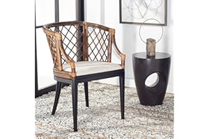 SAFAVIEH Home Collection Carlotta Natural Wash/White Cushion Living Room Dining Room Bedroom Office Foyer Arm Chair