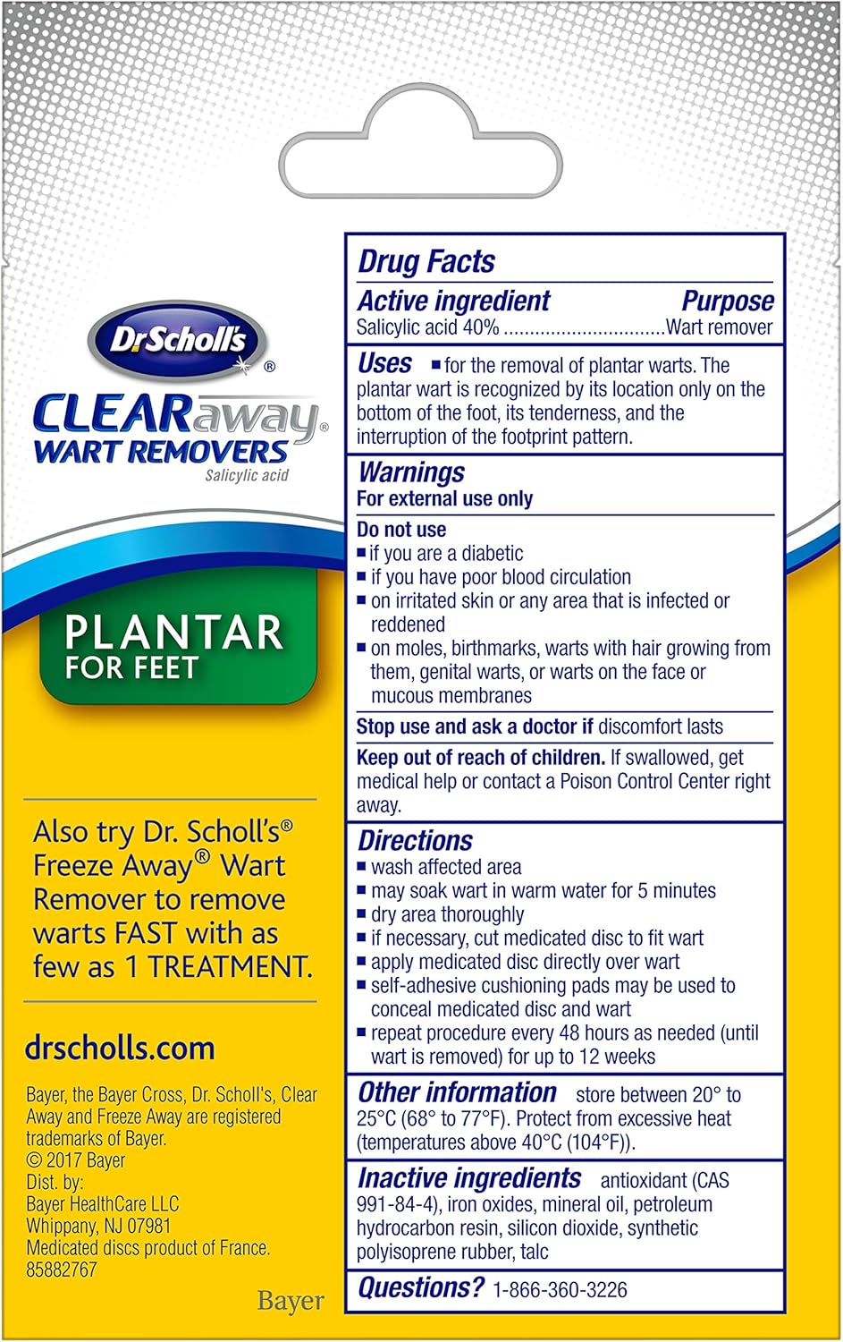 Dr. Scholl's Clear Away Wart Remover Medicated Disks, Plantar for Feet, 24 Count: Health & Personal Care