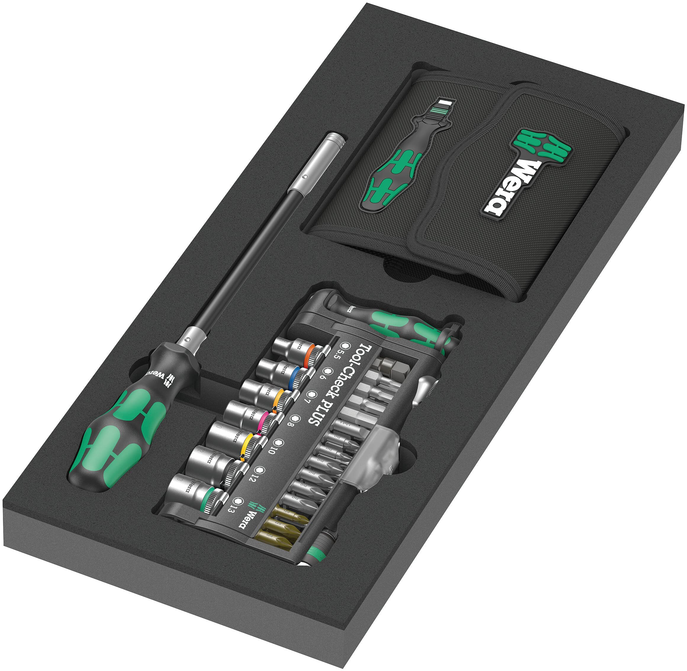 Wera 05150150001 Insert en mousse 9750, jeu Kraftform Kompakt et Tool-Check PLUS 1, 57 pièces, Black-green — image 1