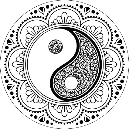 Amazon Com Black And White Mandala Flower Ying Yang Design Vinyl