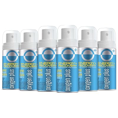 Oxygen Plus 99.5% Pure Recreational Oxygen Cans Filled in FDA-Registered Facility - Restore Oxygen Levels wOxygen Supplement, 1.55 LTR Portable Oxygen Canisters for Natural Energy O Mini 6-Pack