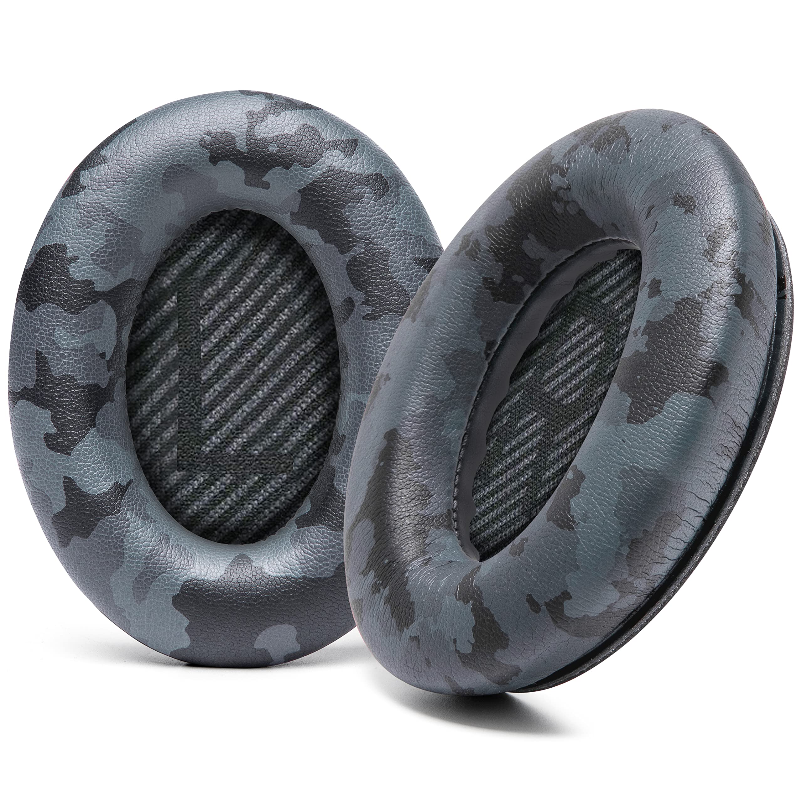 WC Wicked Cushions Upgraded Replacement Ear Pads for Bose QC35 & QC35ii (QuietComfort 35) Headphones & More - Softer Leather, Luxurious Memory Foam, Added Thickness, Extra Durability | Black Camo