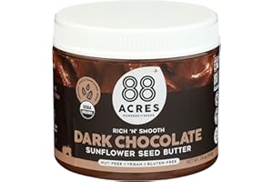 88 Acres, Dark Chocolate Sunflower Seed Butter Jar, 14 Ounce
