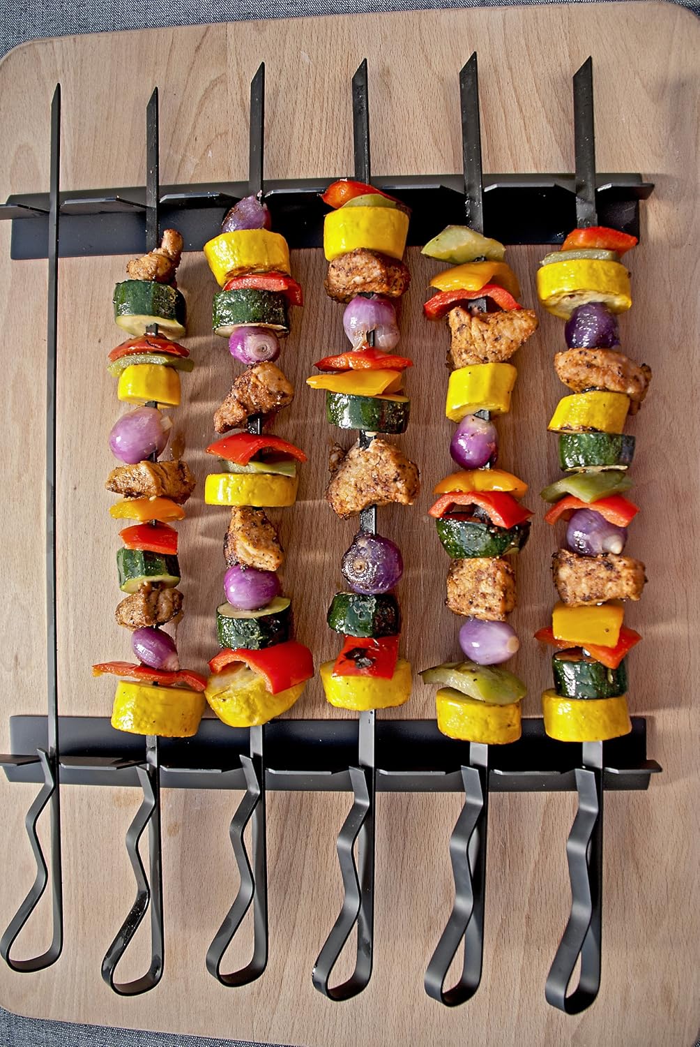 Charcoal Companion NonStick Kabob Rack with Six ExtraWide Skewers
