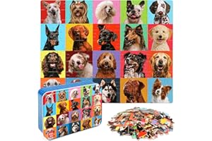 LELEMON Puzzles for Kids Ages 4-6,Dog Puzzle 100 Piece Puzzles for Kids Ages 4-8 in a Metal Box, Educational Kids Puzzles Jigsaw Puzzles 100 Piece Puzzle Games Puzzle Toys for Girls and Boys