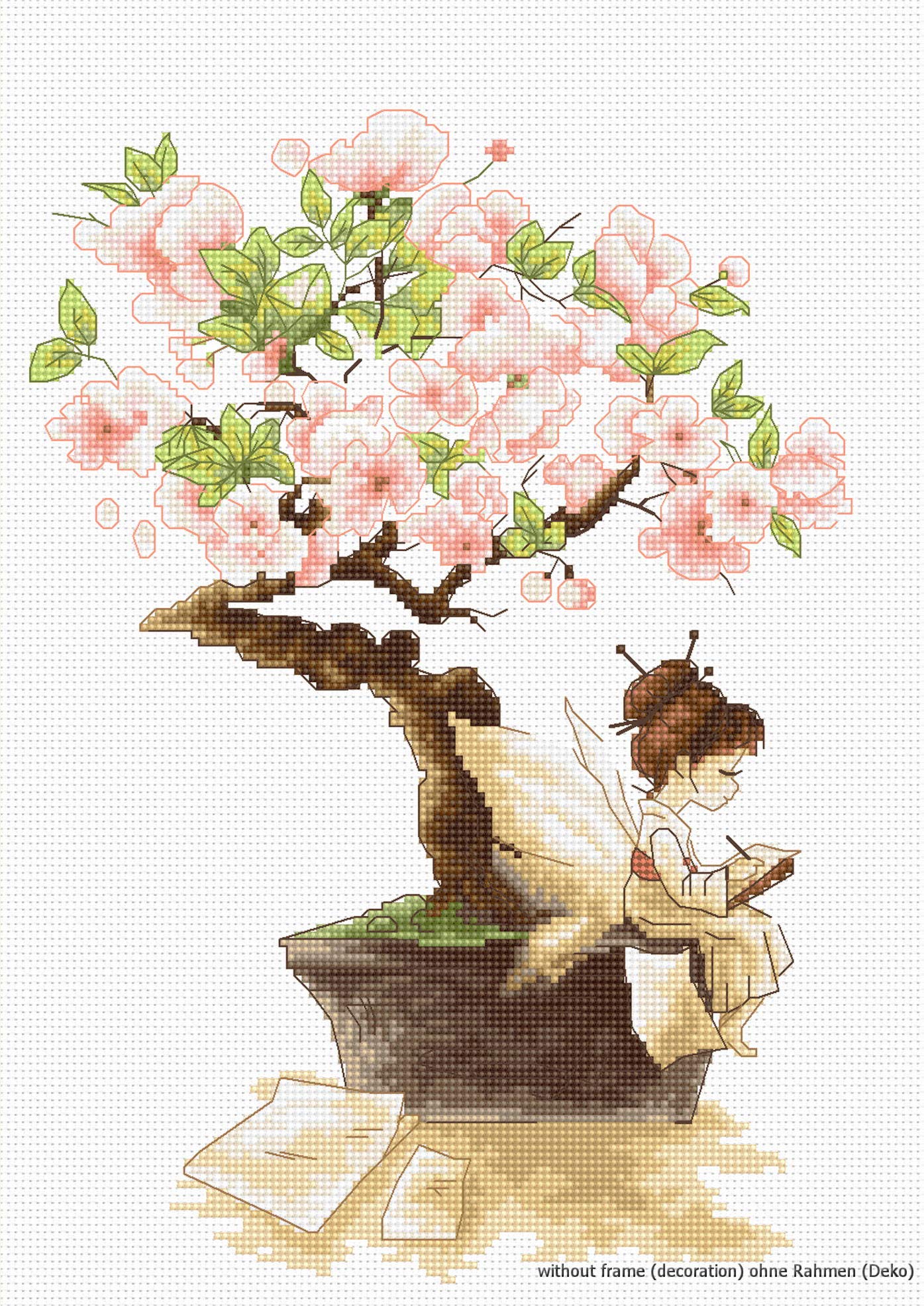 Luca-S B1114 Reading Fairy Cross Stitch Kit, Cotton, Multi-Colour, 18 x 25.5 cm