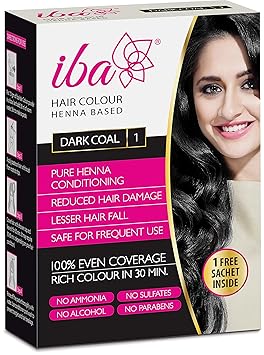 Iba Halal Care Hair Color, Dark Coal, 70g + Free Sachet