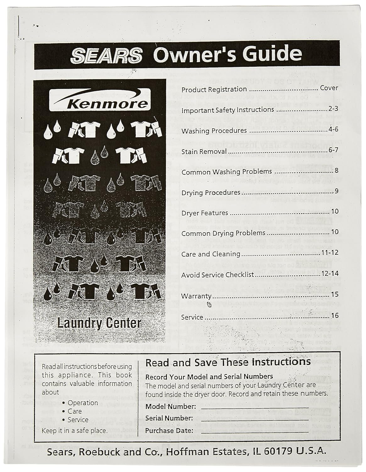 Frigidaire 131786800 Washer/Dryer Combo Owner Manual