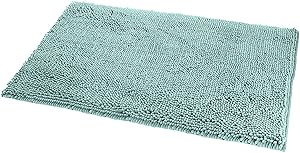 AmazonBasics Non-Slip Microfiber Shag Bath Rug, 21" x 34", Seafoam Green