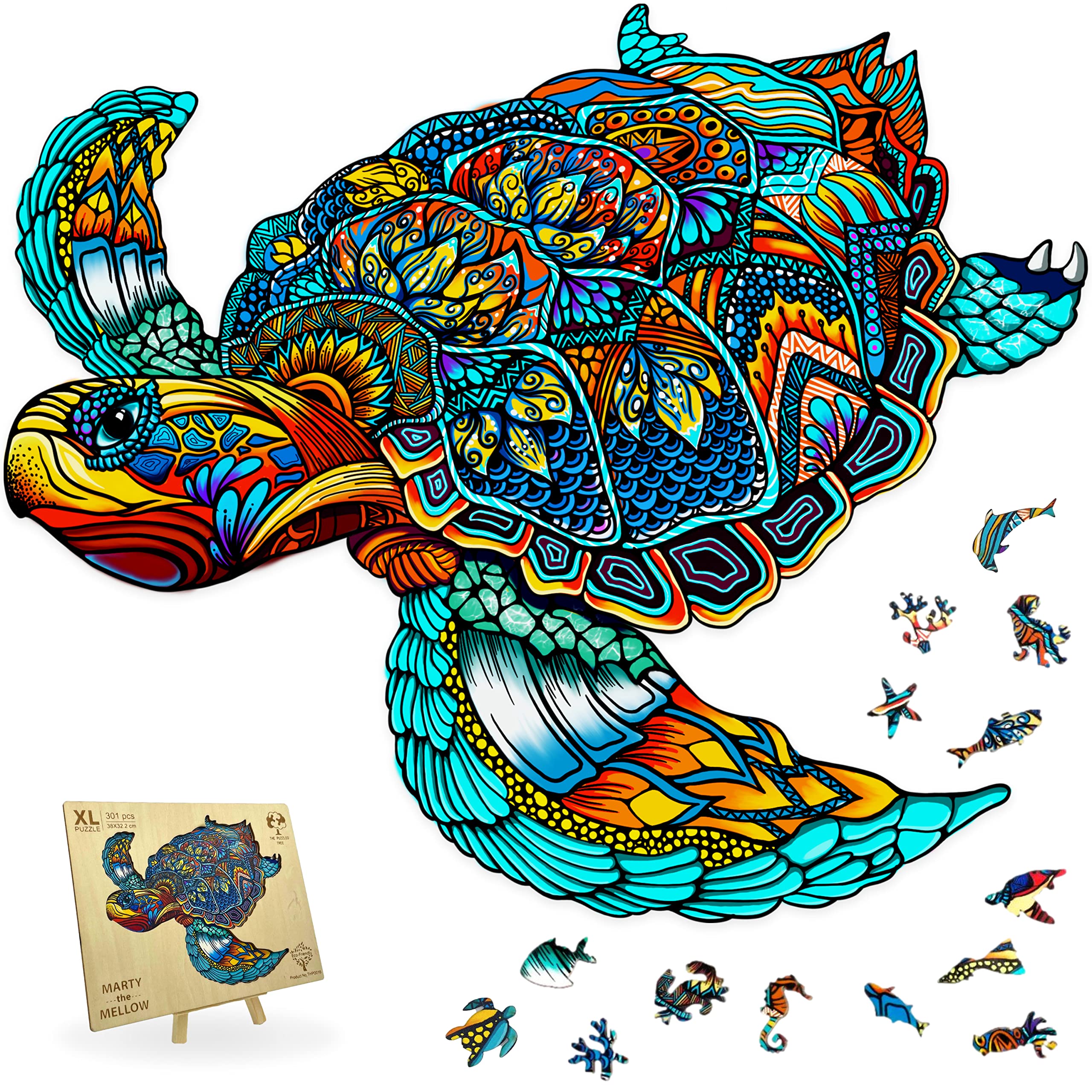 Turtle Jigsaw Puzzles for Adults XL 300 Piece (38x32cm) - Wood Jigsaw Puzzle for Adults Large Unique