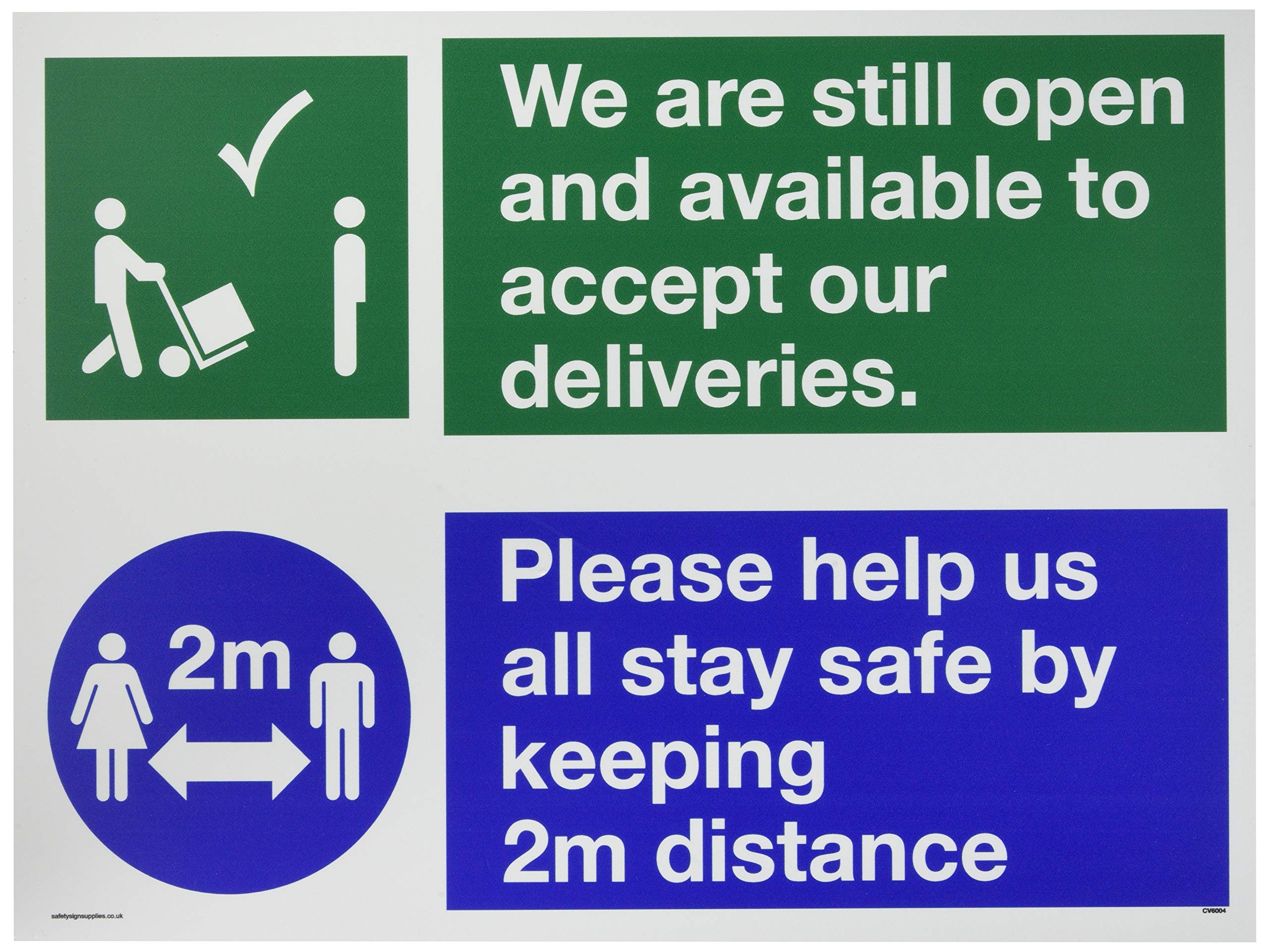 We are still open and available to accept our deliveries. Please help us all stay safe by keeping 2m
