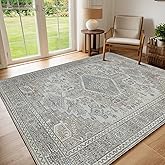 Lbris Machine Washable Rugs 8x10 Area Rugs for Living Room,Ultra Soft Low Pile Retro Rugs for Bedroom,Dining Room,Large Non Slip Carpet Vintage Distressed Accent Rug for Farmhouse Office Home Decor